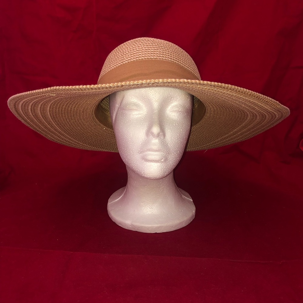 Magid Hats Womens Wide Brim Floppy Sun Hat 100% Paper Beige Two Tone With Bow - Picture 4 of 7